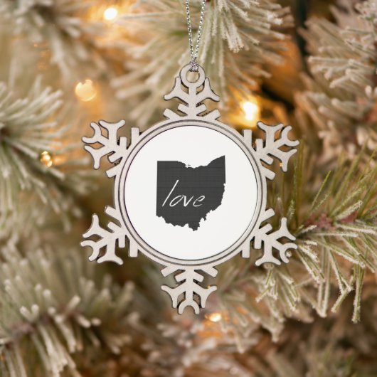 Ohioan Love Ohio Shaped Black Buckeye Chalkboard Tin Sneeuwvlok Ornament (Boom)