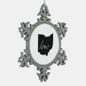 Ohioan Love Ohio Shaped Black Buckeye Chalkboard Tin Sneeuwvlok Ornament (Links)