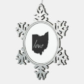 Ohioan Love Ohio Shaped Black Buckeye Chalkboard Tin Sneeuwvlok Ornament (Rechts)