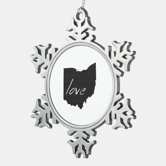 Ohioan Love Ohio Shaped Black Buckeye Chalkboard Tin Sneeuwvlok Ornament (Rechts)