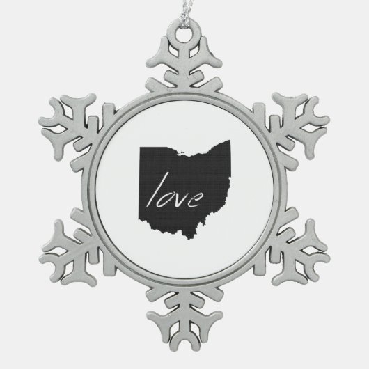Ohioan Love Ohio Shaped Black Buckeye Chalkboard Tin Sneeuwvlok Ornament (Voorkant)
