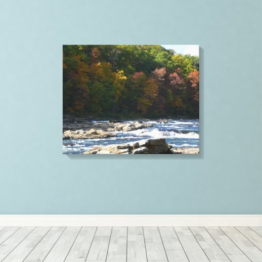 Ohiopyle Rapids in Herfst Pennsylvania Canvas Afdruk (Insitu (Houten vloer))
