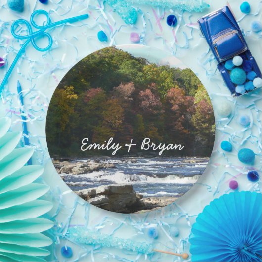 Ohiopyle Rapids in Herfst Pennsylvania Papieren Bordje (Feest)