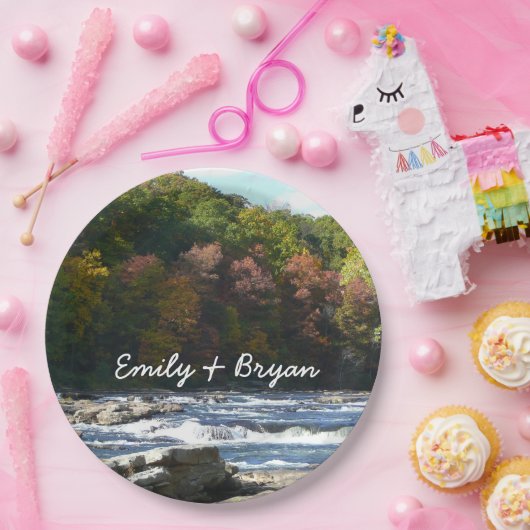 Ohiopyle Rapids in Herfst Pennsylvania Papieren Bordje (Feest)