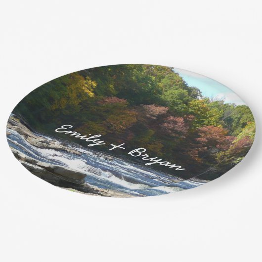 Ohiopyle Rapids in Herfst Pennsylvania Papieren Bordje (Gekanteld)