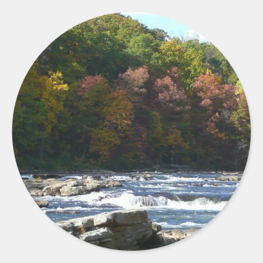 Ohiopyle Rapids in Herfst Pennsylvania Ronde Sticker (Voorkant)