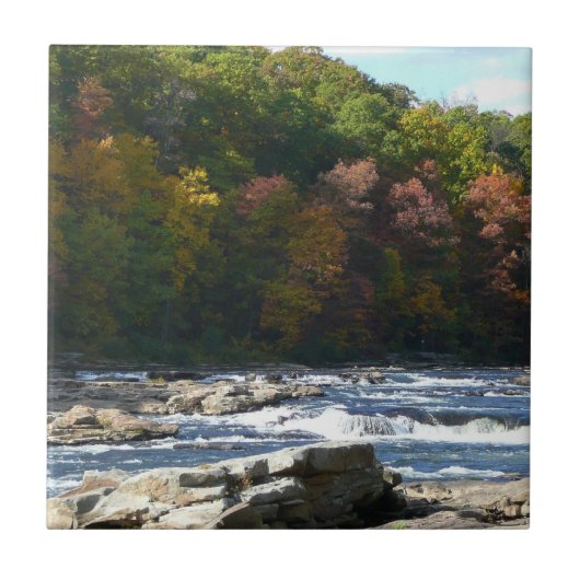 Ohiopyle Rapids in Herfst Pennsylvania Tegeltje (Voorkant)