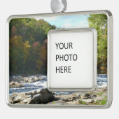 Ohiopyle Rapids in Herfst Pennsylvania Verzilverd Omlijst Ornament (Links)