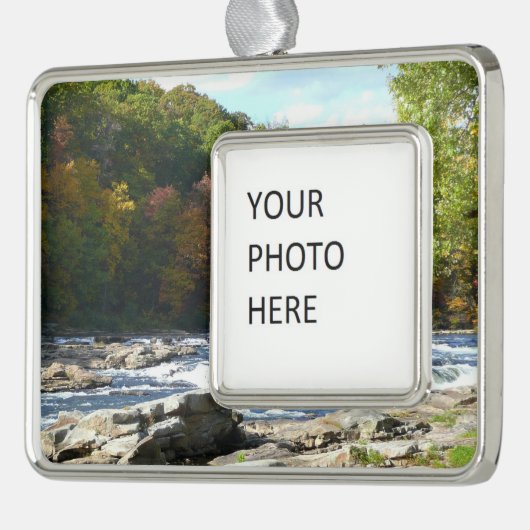 Ohiopyle Rapids in Herfst Pennsylvania Verzilverd Omlijst Ornament (Links)