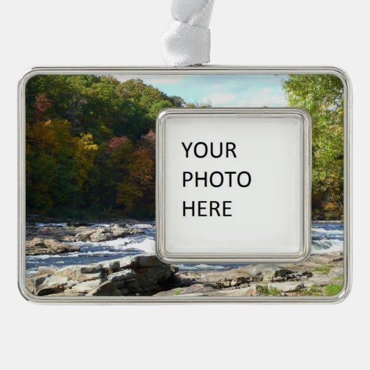 Ohiopyle Rapids in Herfst Pennsylvania Verzilverd Omlijst Ornament (Voorkant)