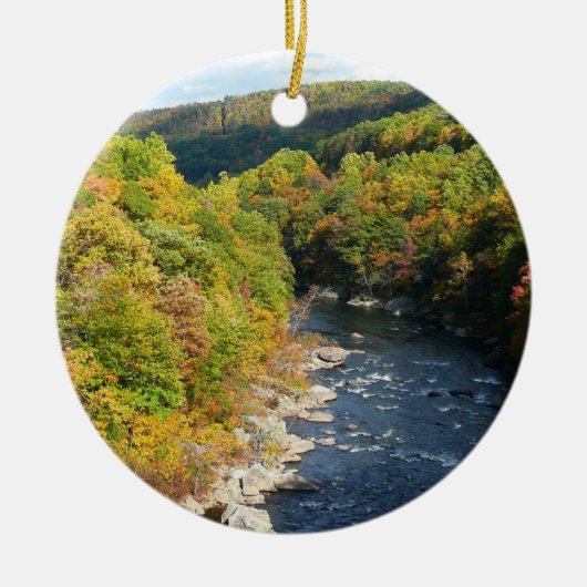 Ohiopyle River in Herfst I Pennsylvania Autumn Keramisch Ornament (Voorkant)