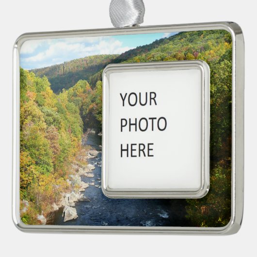 Ohiopyle River in Herfst I Pennsylvania Autumn Verzilverd Omlijst Ornament (Links)