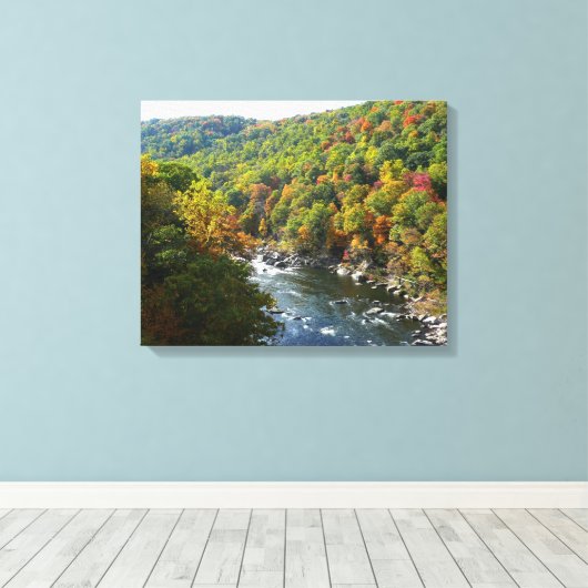 Ohiopyle rivier in Herfst II Autumn Pennsylvania Canvas Afdruk (Insitu (Houten vloer))