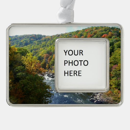 Ohiopyle rivier in Herfst II Autumn Pennsylvania Verzilverd Omlijst Ornament (Voorkant)
