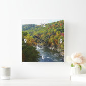 Ohiopyle rivier in Herfst II Autumn Pennsylvania Vierkante Klok (Huis)