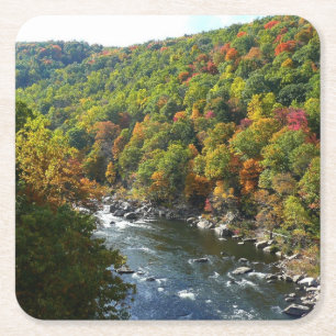 Ohiopyle rivier in herfst II Pennsylvania herfst Kartonnen Onderzetters