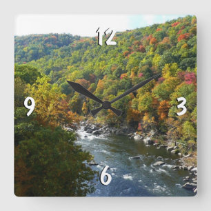 Ohiopyle rivier in herfst II Pennsylvania herfst Vierkante Klok
