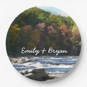 Ohiopyle-rivierstromingen in de herfst Pennsylvani Papieren Bordje
