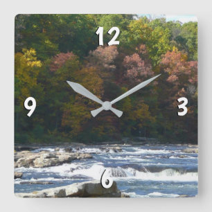 Ohiopyle-rivierstromingen in de herfst Pennsylvani Vierkante Klok