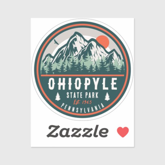 Ohiopyle State Park Penn Retro Sunset Badge Sticker (Vel)
