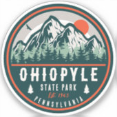Ohiopyle State Park Penn Retro Sunset Badge Sticker (Voorkant)