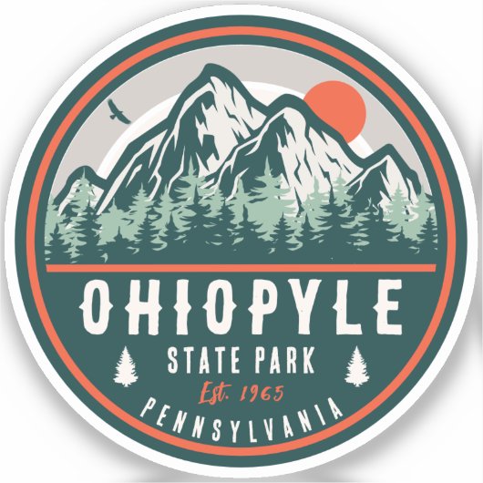 Ohiopyle State Park Penn Retro Sunset Badge Sticker (Voorkant)