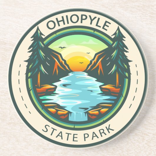 Ohiopyle State Park Pennsylvania Badge Zandsteen Onderzetter (Voorkant)