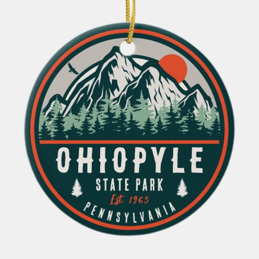 Ohiopyle State Park Pennsylvania Retro Sunset Keramisch Ornament (Voorkant)