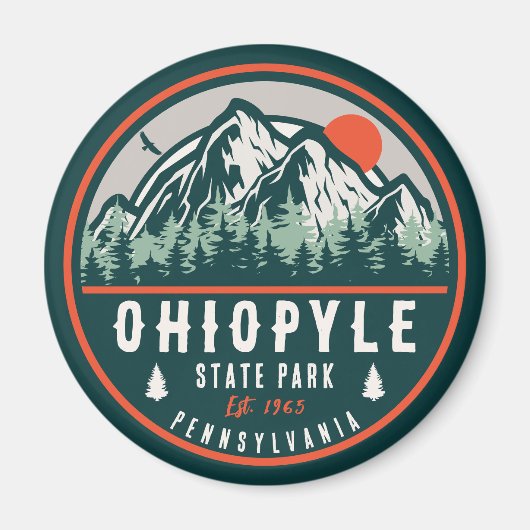 Ohiopyle State Park Pennsylvania Retro Sunset Magneet (Voorkant)