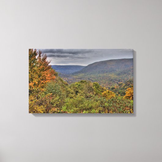 Ohiopyle Valley Overlook in Autumn, Pennsylvania Canvas Afdruk (Voorkant)