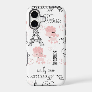Ohlala Cute Paris Poodle en Eiffel Tower Pattern