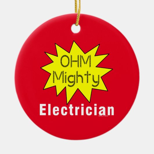 Ohm machtige elektricien keramisch ornament (Voorkant)