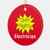 Ohm machtige elektricien keramisch ornament (Links)