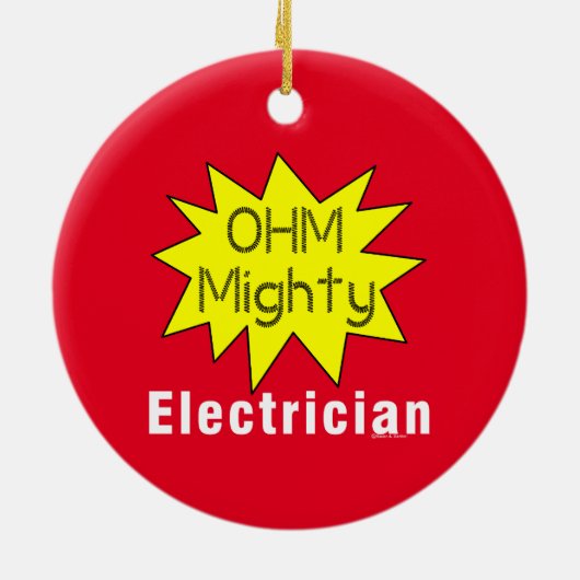 Ohm machtige elektricien keramisch ornament (Achterkant)