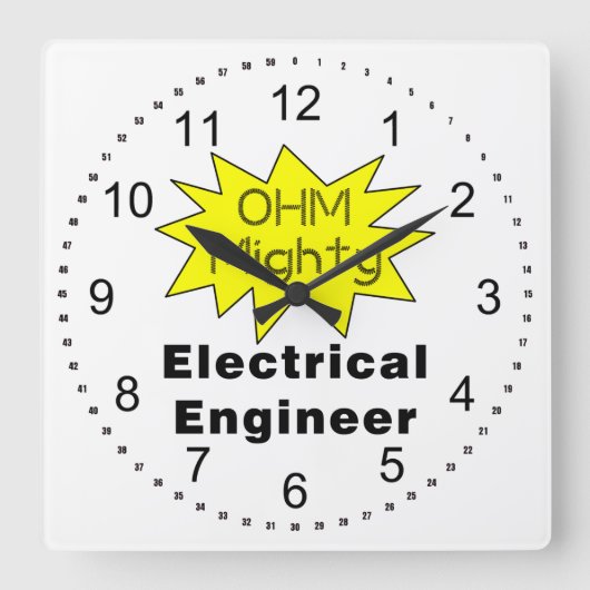 Ohm machtige elektroingenieur vierkante klok (Voorkant)