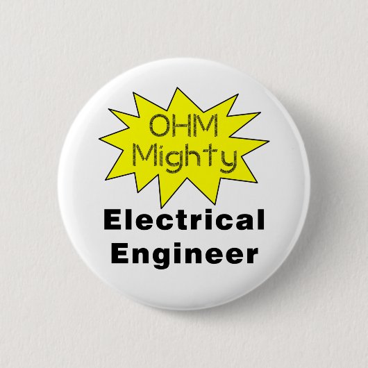 Ohm Machtige Elektrotechnisch Ingenieur Ronde Button 5,7 Cm (Voorkant)