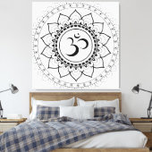 Ohm Mandala Om Mandala Wit & Zwart Canvas Afdruk (Insitu (Slaapkamer))
