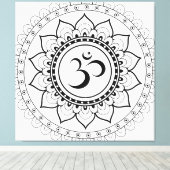 Ohm Mandala Om Mandala Wit & Zwart Canvas Afdruk (Insitu (Houten vloer))