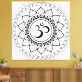 Ohm Mandala Om Mandala Wit & Zwart Canvas Afdruk (Insitu (Woonkamer))