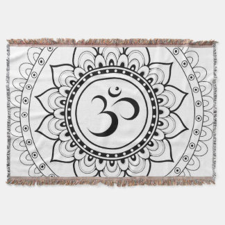 Ohm Mandala Om Mandala Wit & Zwart Deken