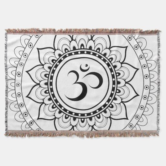 Ohm Mandala Om Mandala Wit & Zwart Deken (Voorkant)