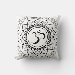 Ohm Mandala Om Mandala Wit & Zwart Kussen