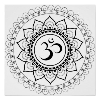 Ohm Mandala Om Mandala Wit & Zwart Perfect Poster