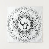 Ohm Mandala Om Mandala Wit & Zwart Wandkleed (Voorkant (horizontaal))