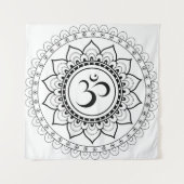 Ohm Mandala Om Mandala Wit & Zwart Wandkleed (Voorkant)