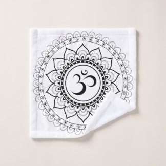 Ohm Mandala Om Mandala Wit & Zwart Washandje