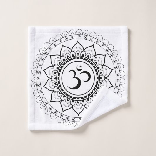 Ohm Mandala Om Mandala Wit & Zwart Washandje (Wasdoekje)