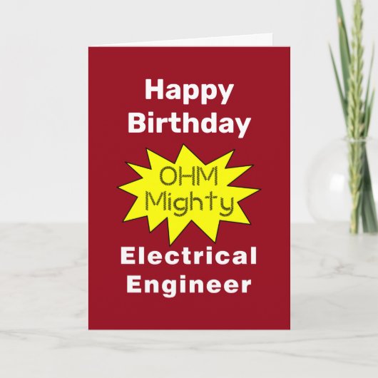 Ohm Mighty Electrical Engineer Birthday Card Kaart (Voorkant)