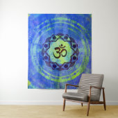 Ohm-symbool, mandala - groen wandkleed (In situ)