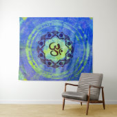 Ohm-symbool, mandala - groen wandkleed (In Situ (horizontaal))